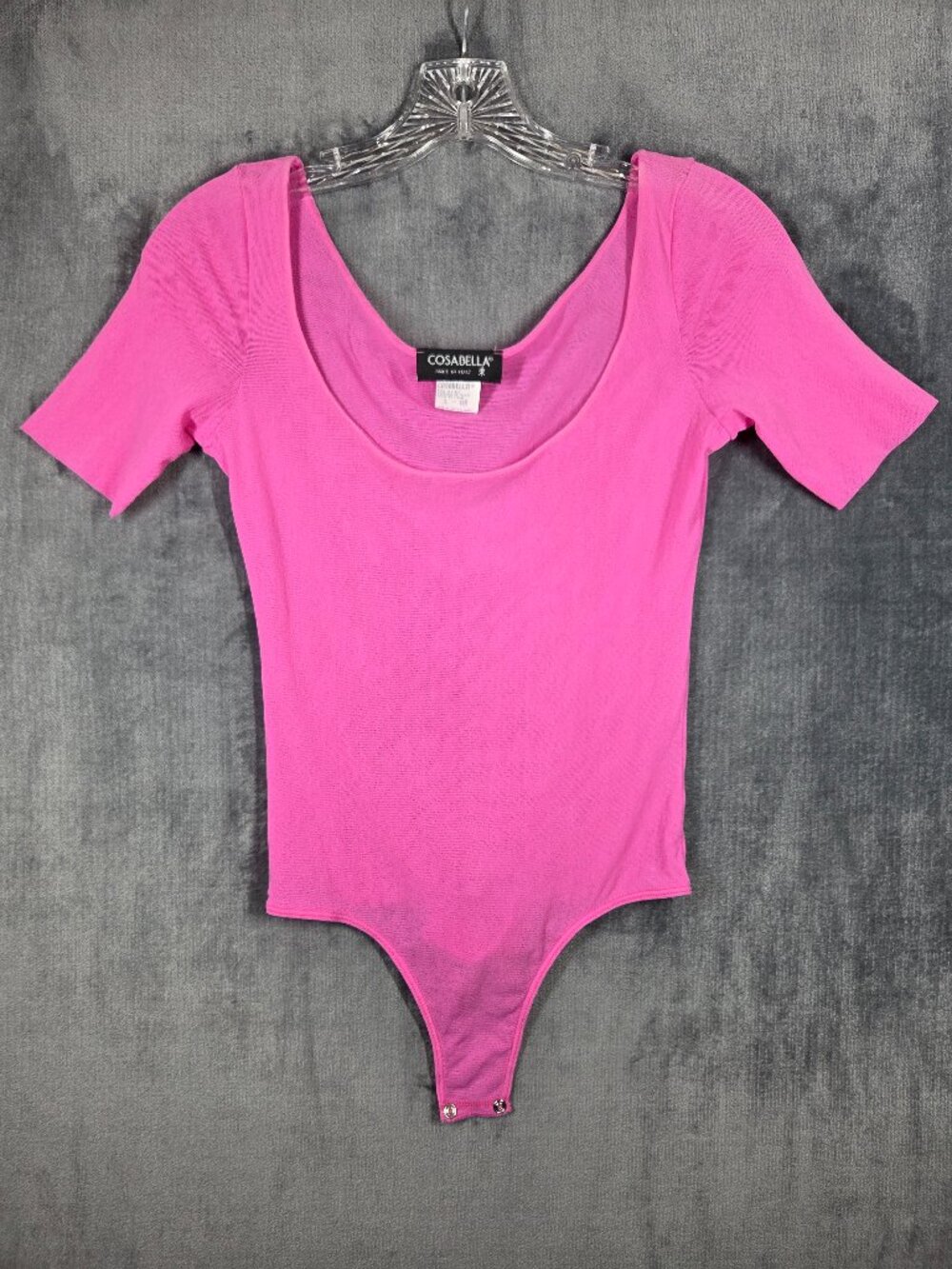 VTG Cosabella Bodysuit Womens Size Large Pink Mesh Short Sleeve Made In Italy